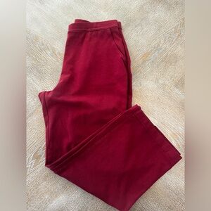 LL Bean Burgundy Pants Medium Pet High Rise Elastic Waist 32” Inseam 26” Pockets